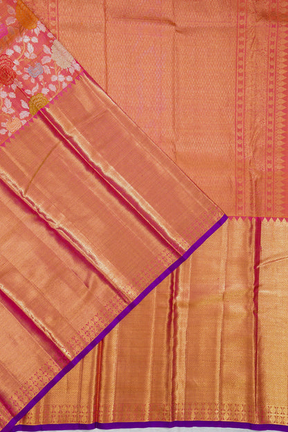 Kanchipuram Silk Brocade Pink Saree