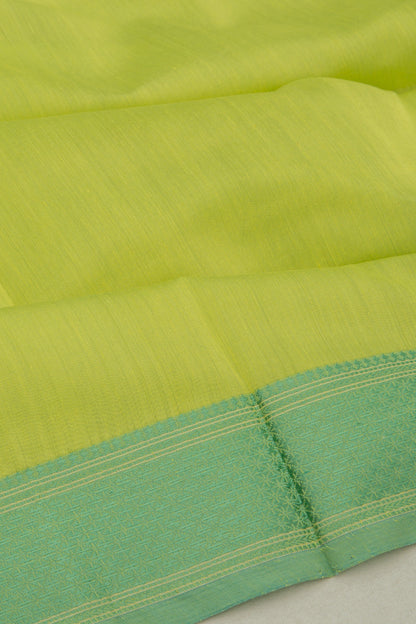 Maheswari Cotton Plain Pastel Green Saree