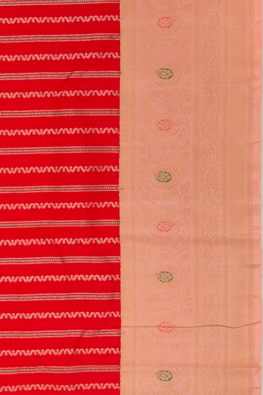 Kanchipuram Silk Vertical Lines Red Saree