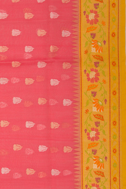 Banarasi Kora Organza Butta Pink Saree