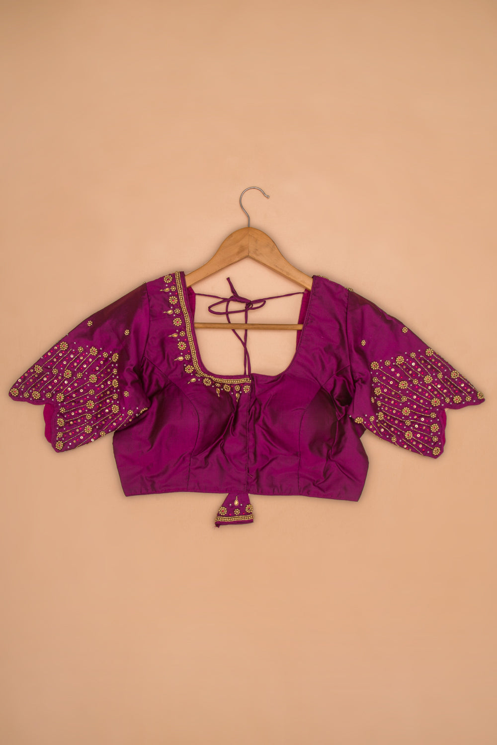 Silk Readymade Padded Purple Blouse