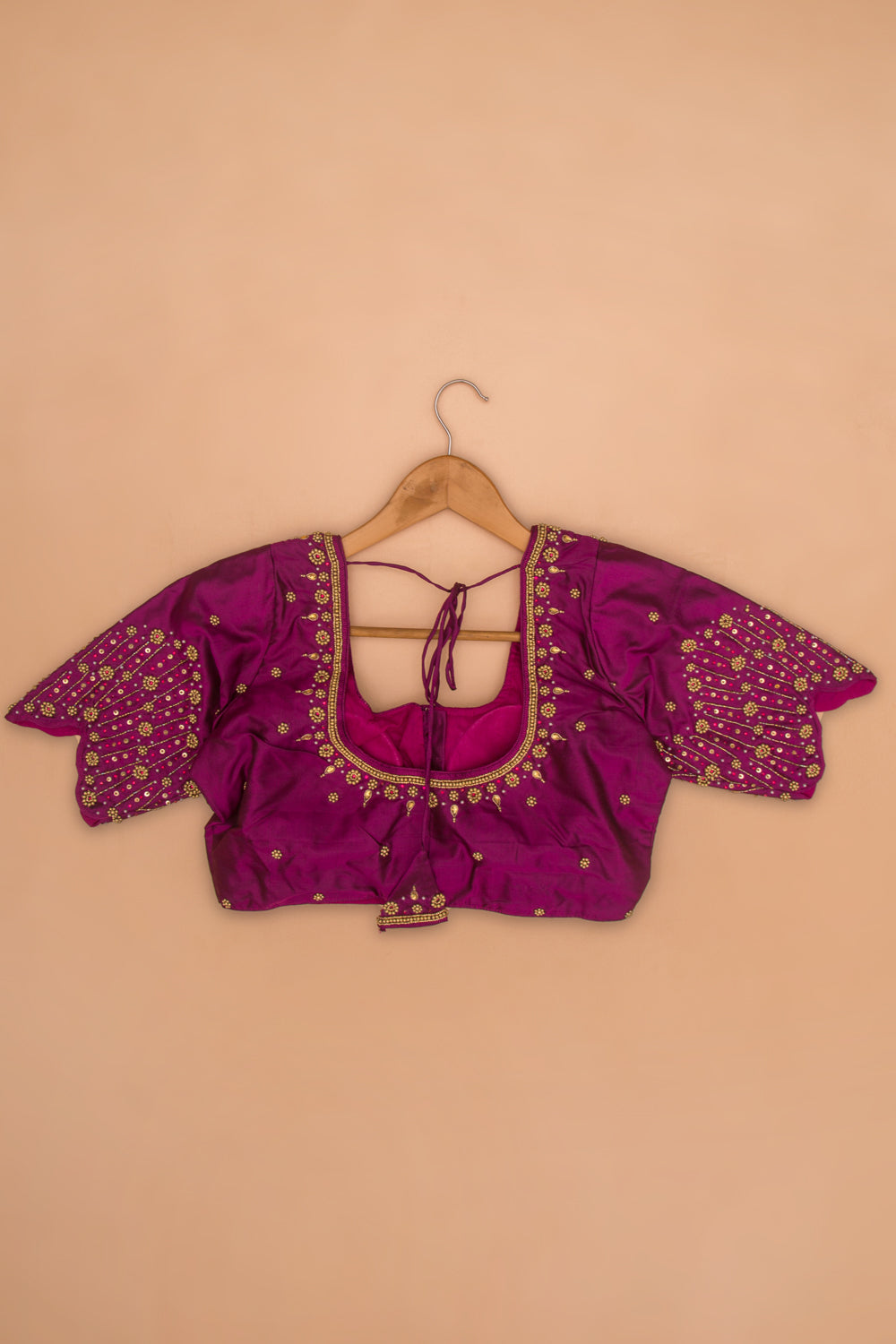 Silk Readymade Padded Purple Blouse