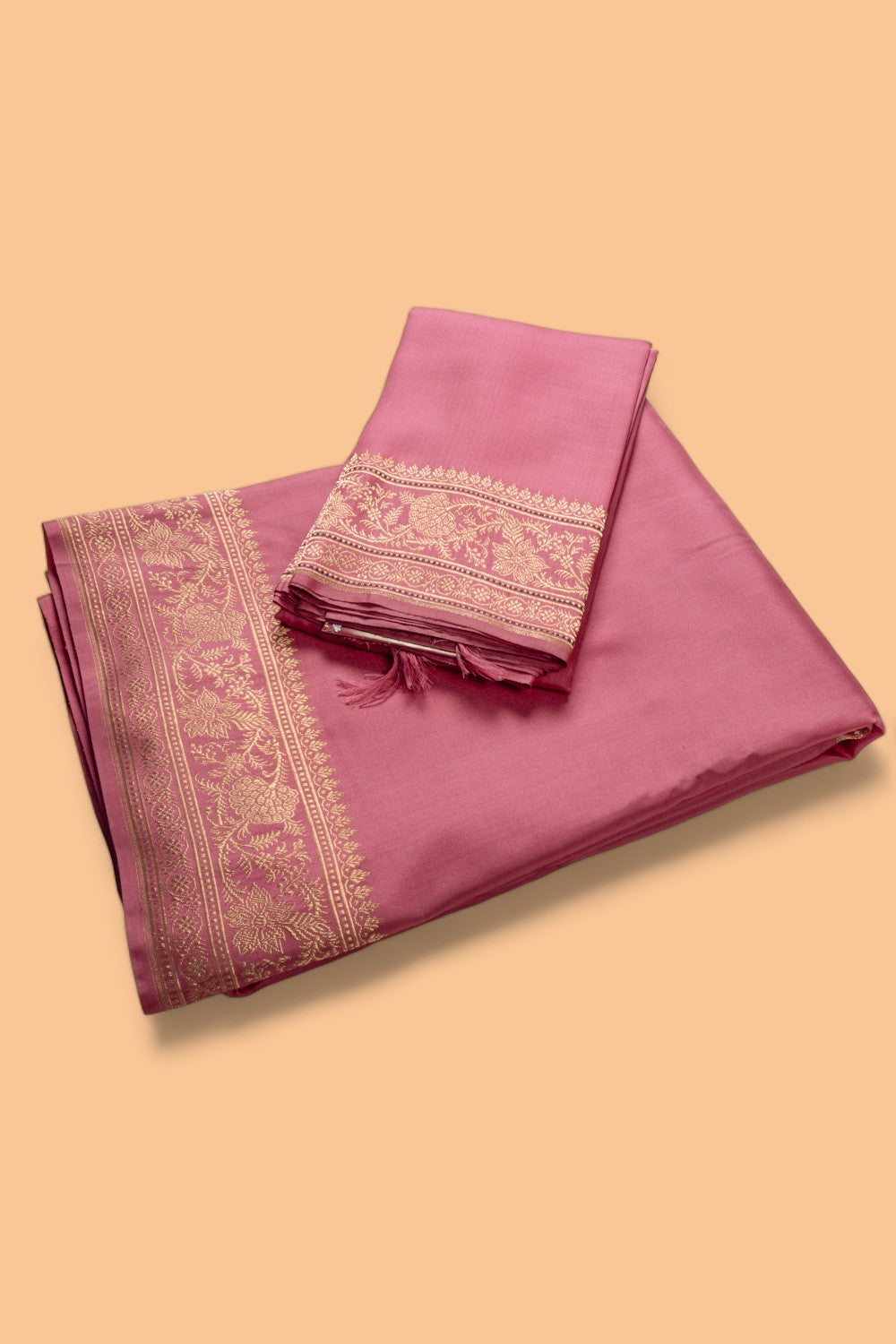 Banarasi Silk Plain Pink Dhoti With Kurtha And Kanduva