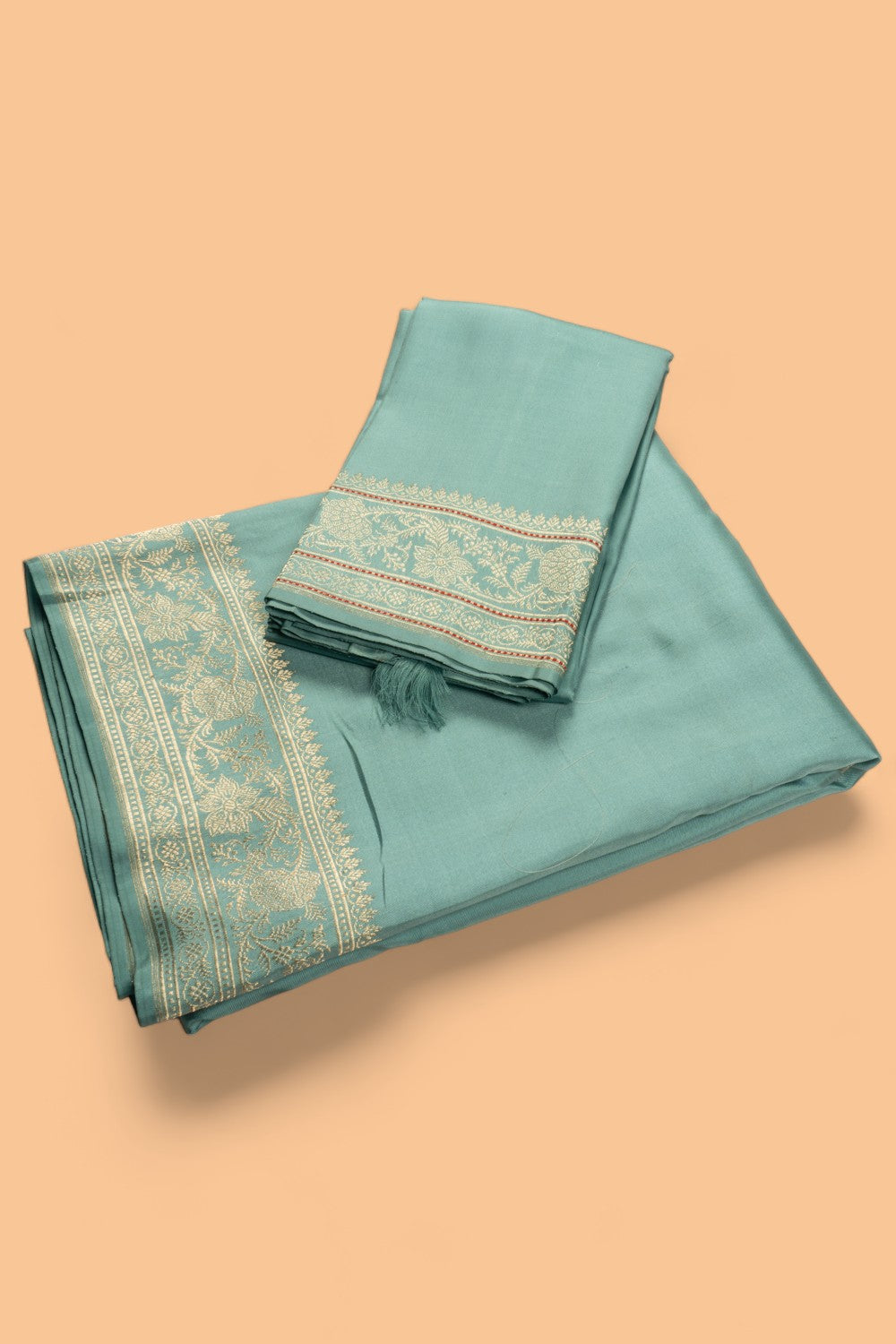 Banarasi Silk Plain Blue Dhoti With Kurtha And Kanduva