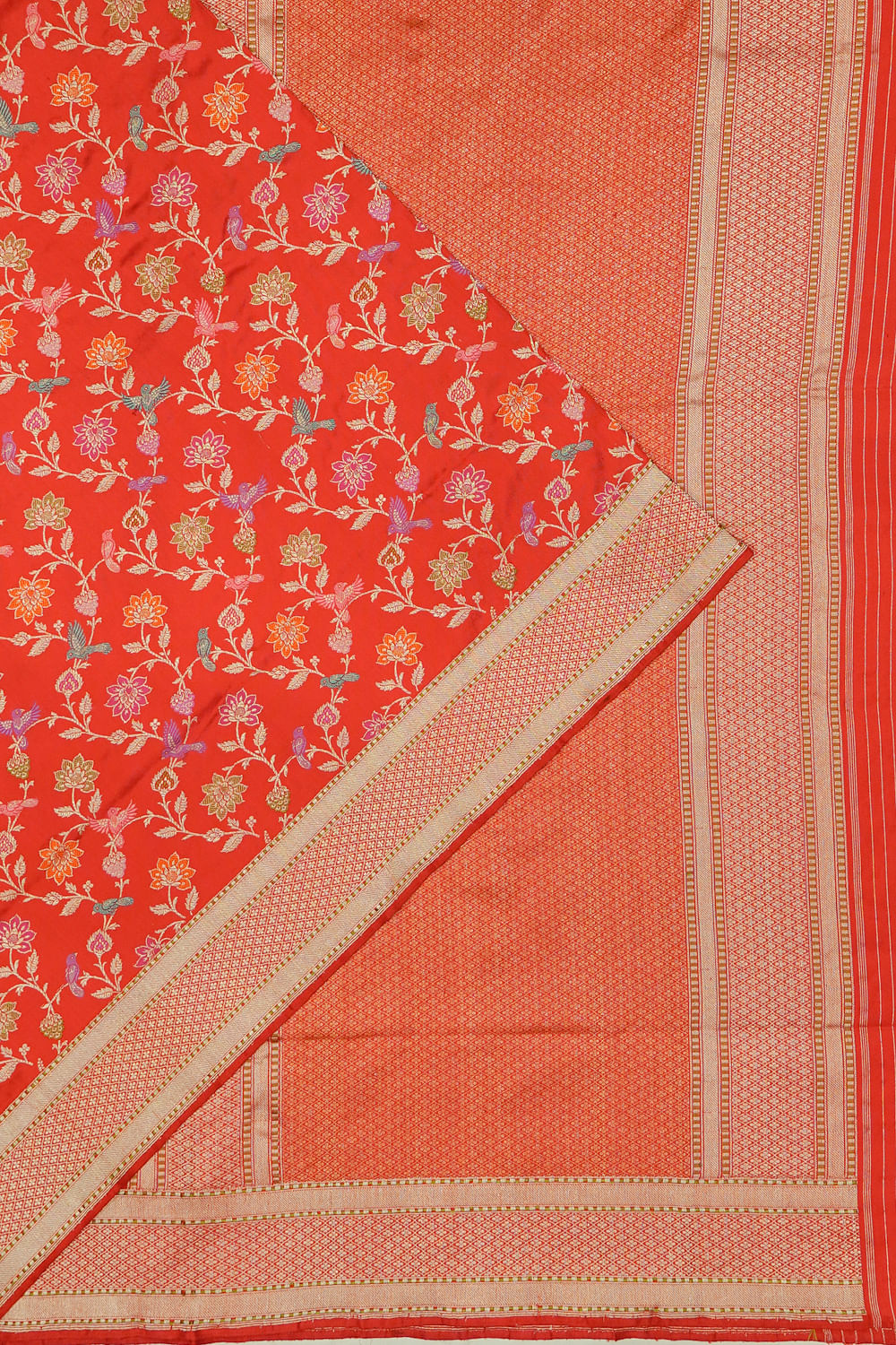 Banarasi Silk Jaal Orange Saree