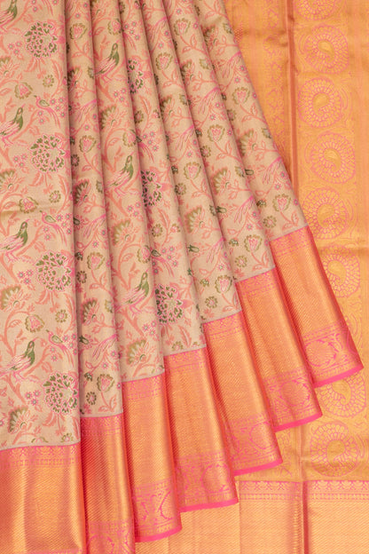 Kanchipuram Silk Tissue Brocade Gold Saree