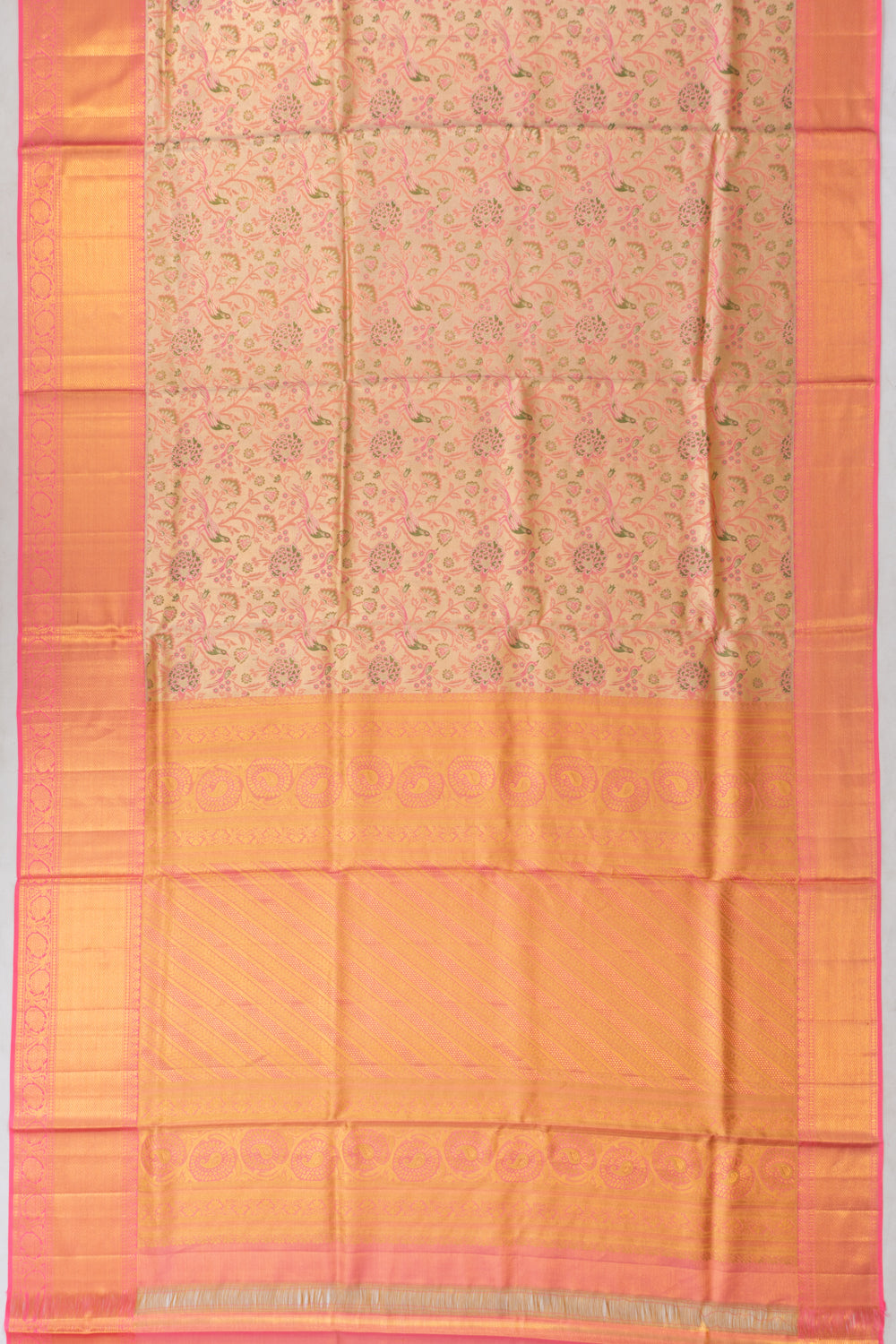 Kanchipuram Silk Tissue Brocade Gold Saree