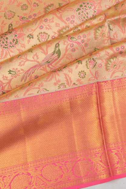 Kanchipuram Silk Tissue Brocade Gold Saree