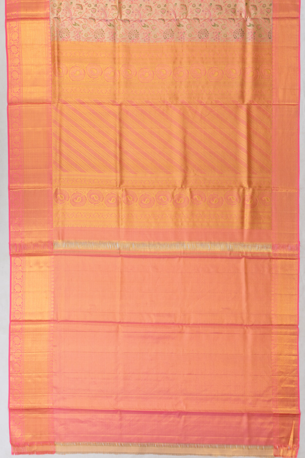 Kanchipuram Silk Tissue Brocade Gold Saree