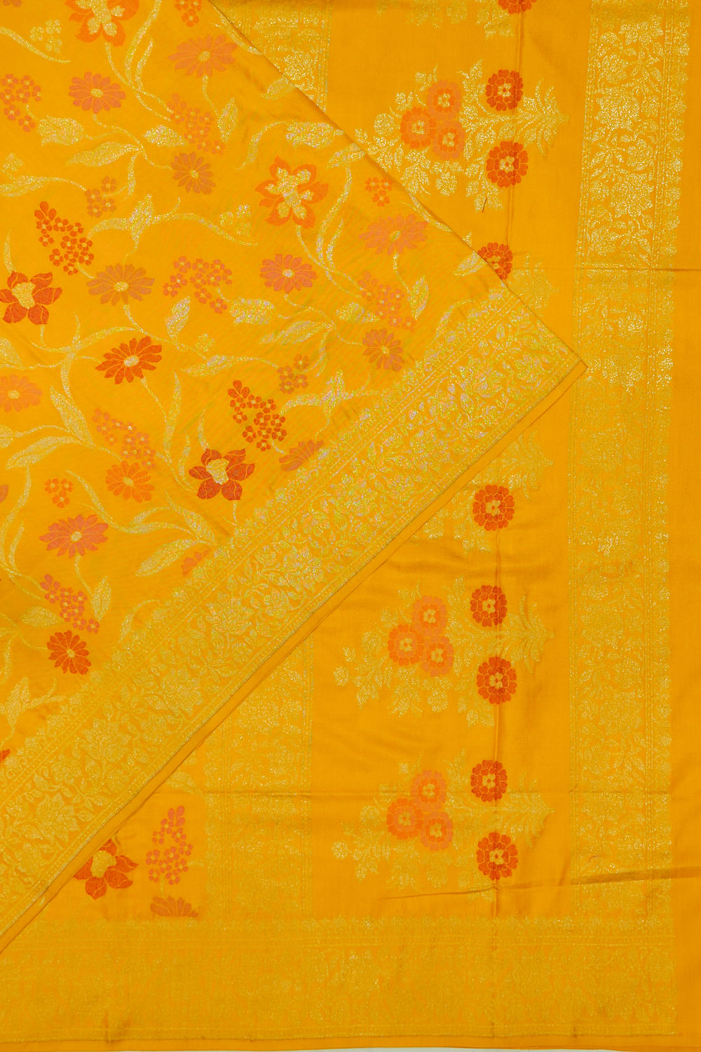 Banarasi Silk Jaal Yellow Saree