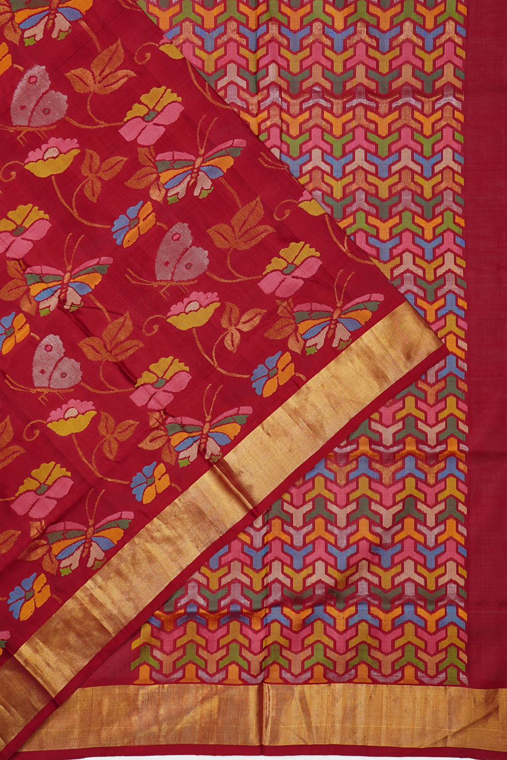 Uppada Silk All Over Jamdani Maroon Saree