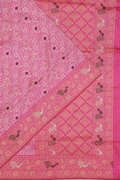 Kanchipuram Silk Brocade Pink Saree