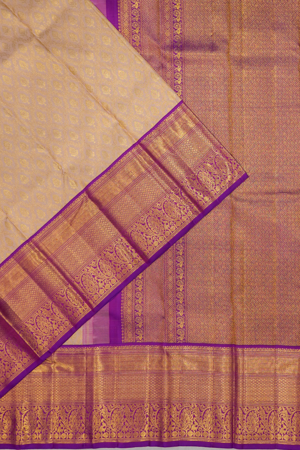 Kanchipuram Silk Brocade Peach Saree