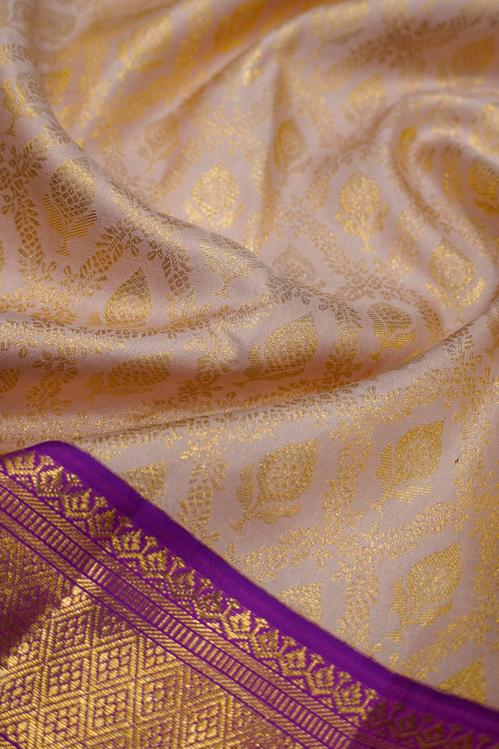 Kanchipuram Silk Brocade Peach Saree