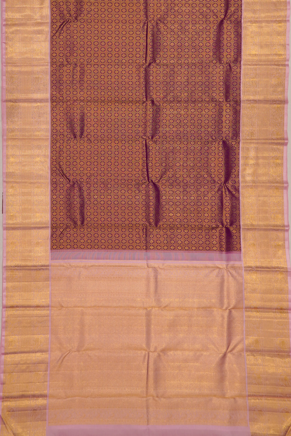 Kanchipuram Silk Checks And Butta Violet Saree