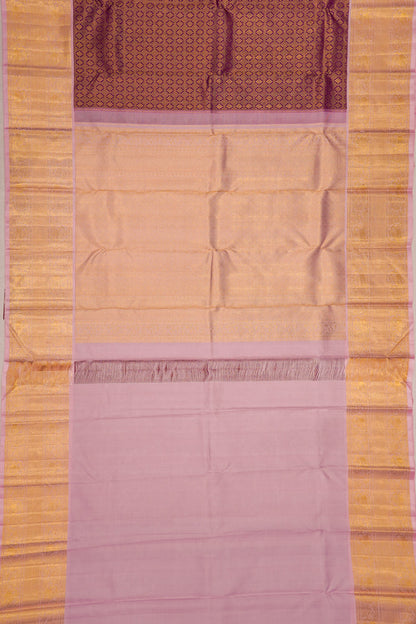 Kanchipuram Silk Checks And Butta Violet Saree