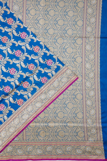 Banarasi Silk Kadwa Jaal Royal Blue Saree