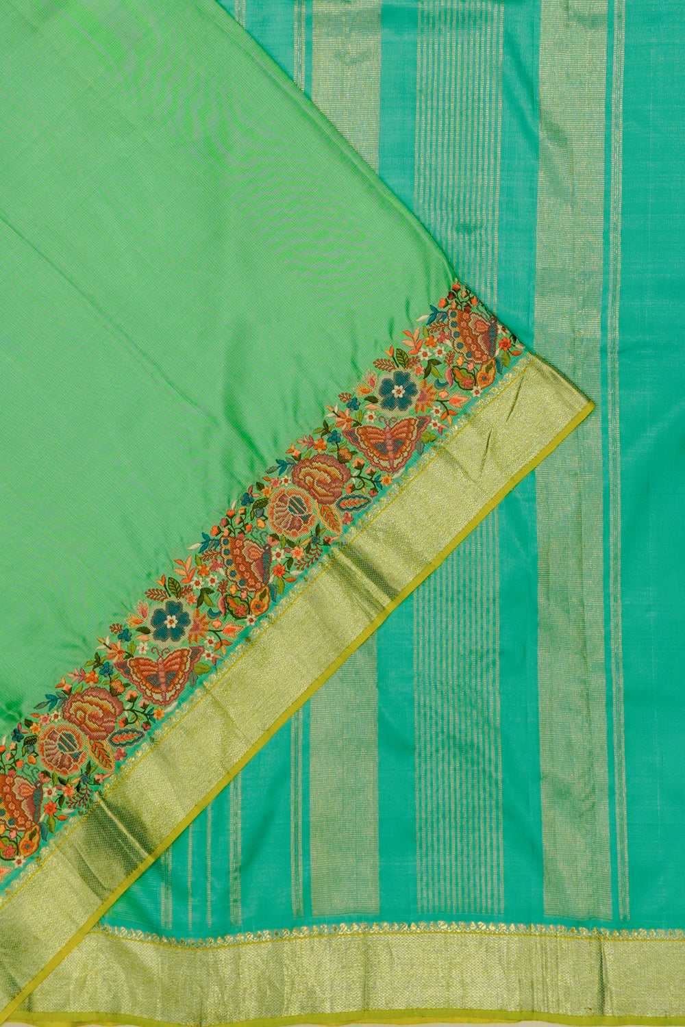 Kanchipuram Silk Plain Sea Green Saree