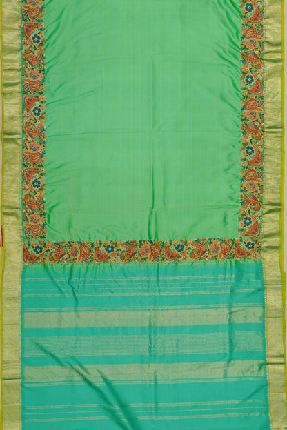 Kanchipuram Silk Plain Sea Green Saree