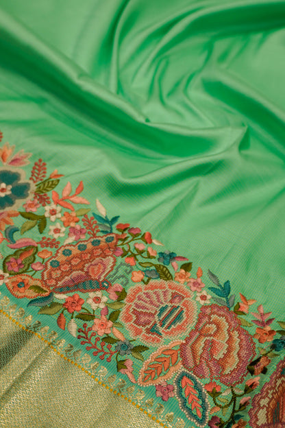 Kanchipuram Silk Plain Sea Green Saree