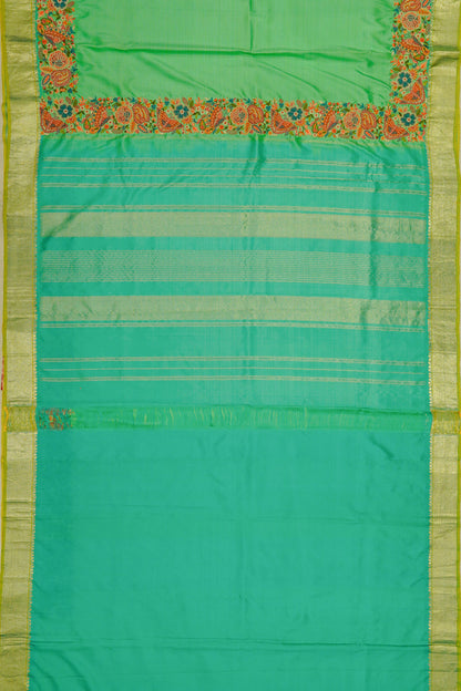 Kanchipuram Silk Plain Sea Green Saree