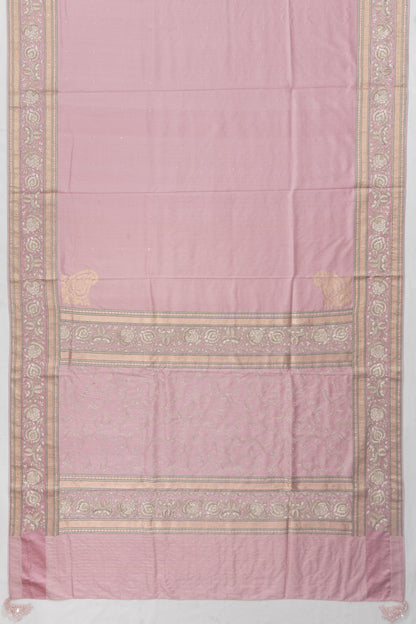 Parsi Gara Banarasi Silk Butta Baby Pink Saree