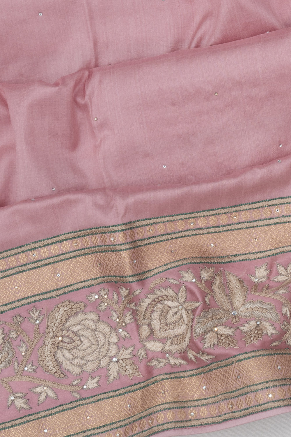 Parsi Gara Banarasi Silk Butta Baby Pink Saree