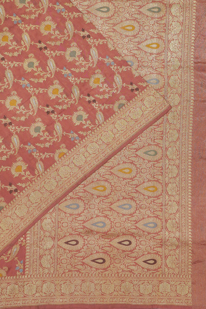 Banarasi Silk Meenakari Jaal Peach Saree