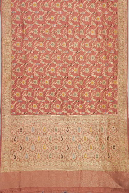 Banarasi Silk Meenakari Jaal Peach Saree