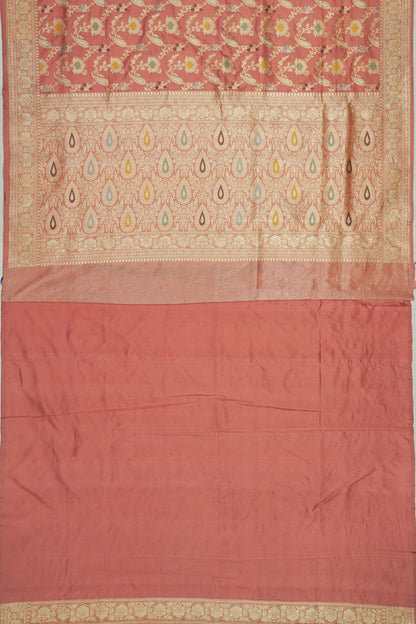 Banarasi Silk Meenakari Jaal Peach Saree