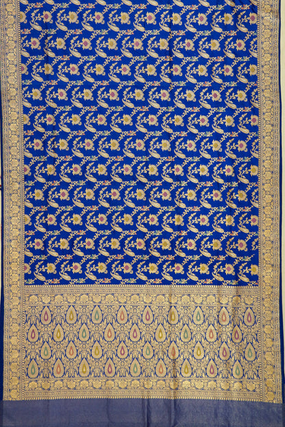 Banarasi Silk Meenakari Jaal Royal Blue Saree