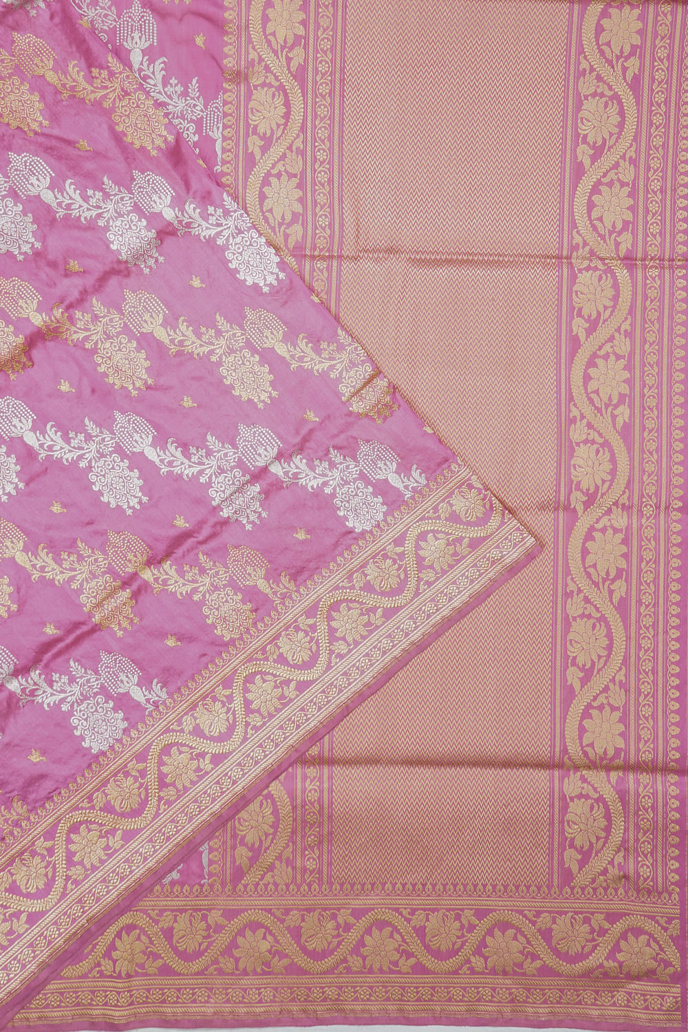 Banarasi Silk Kadwa Jaal Baby Pink Saree