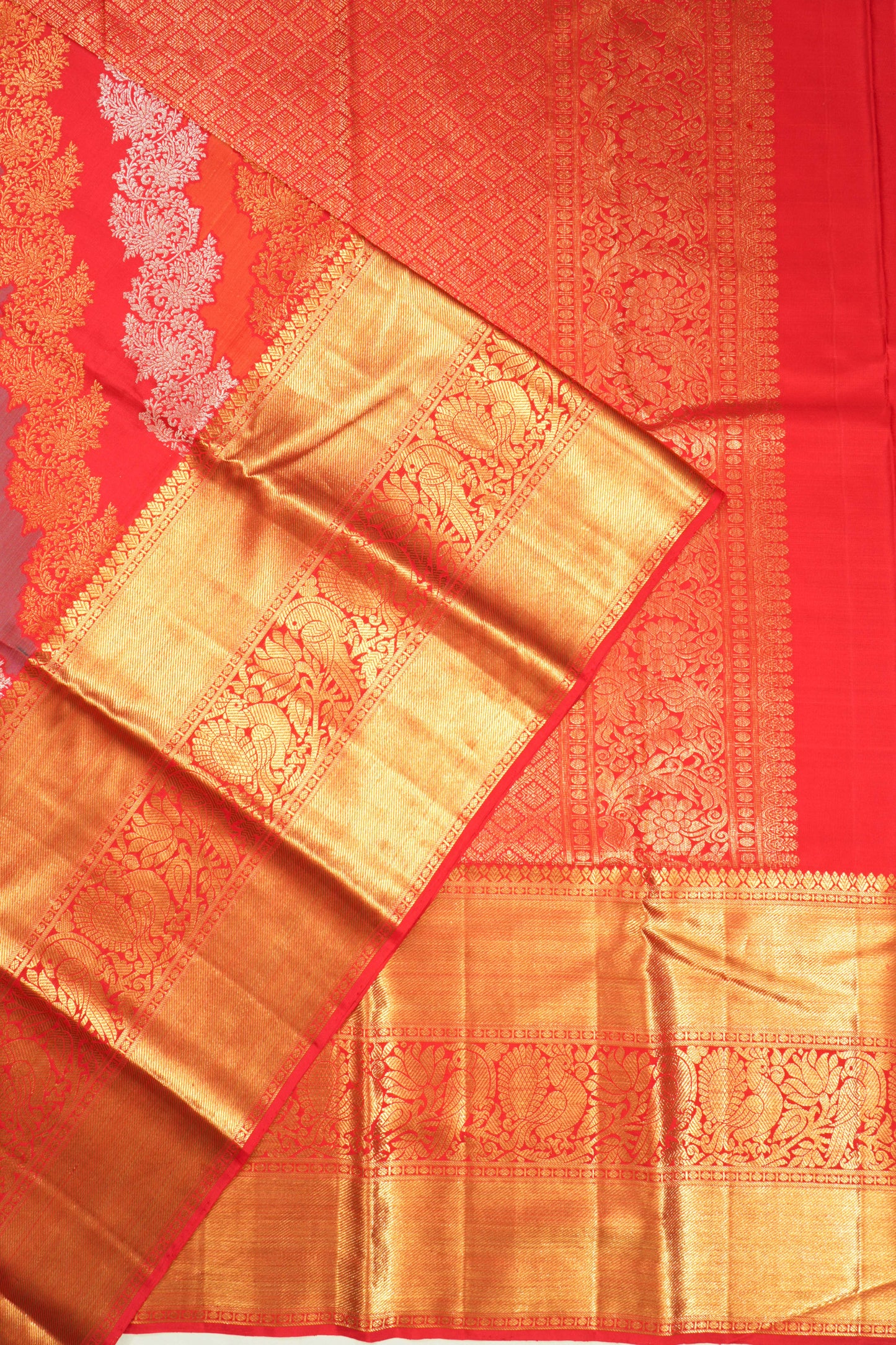 Kanchipuram Silk Leheriya Jaal Rangkat Red Saree