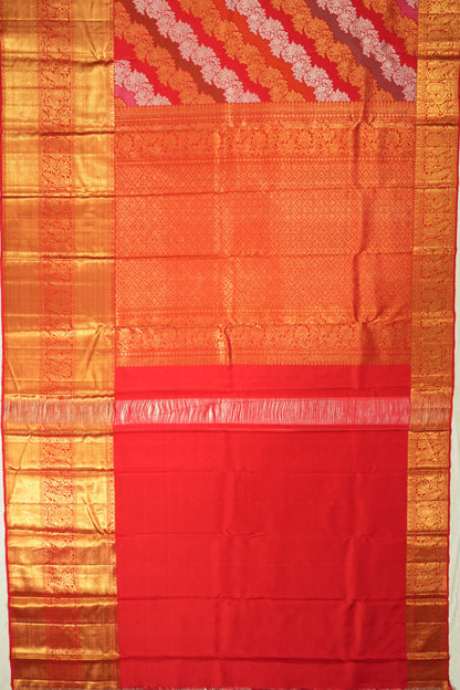 Kanchipuram Silk Leheriya Jaal Rangkat Red Saree