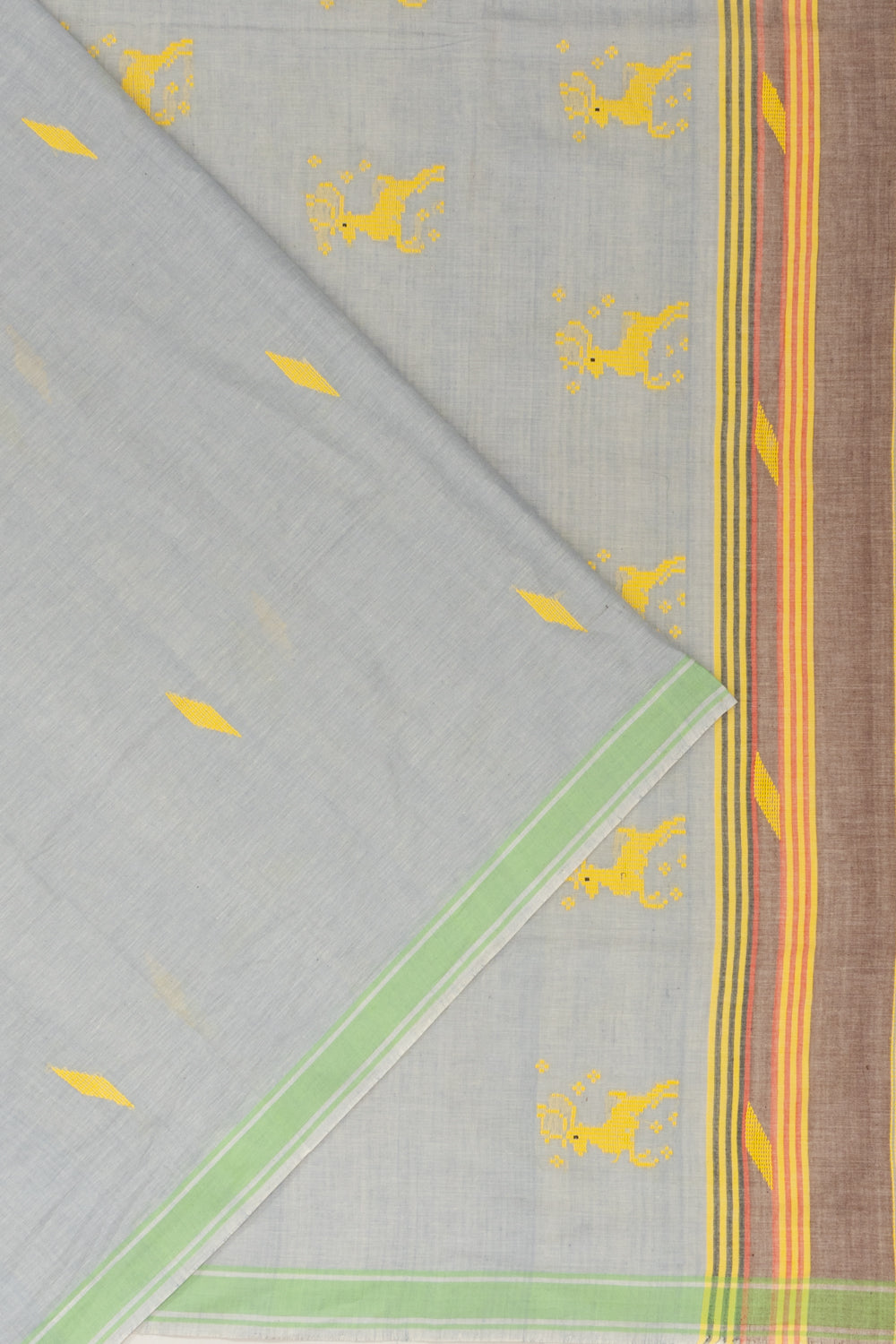 Bawan Butti Pure Cotton Butta Grey Saree