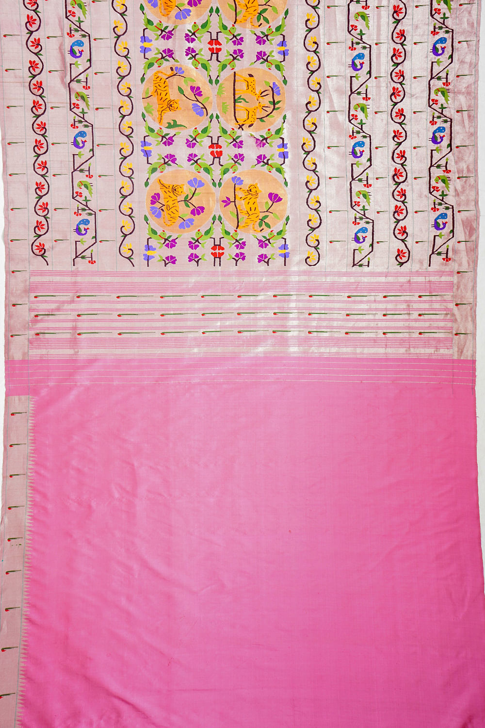 Paithani Silk Tissue All Over Jaal Baby Pink Saree