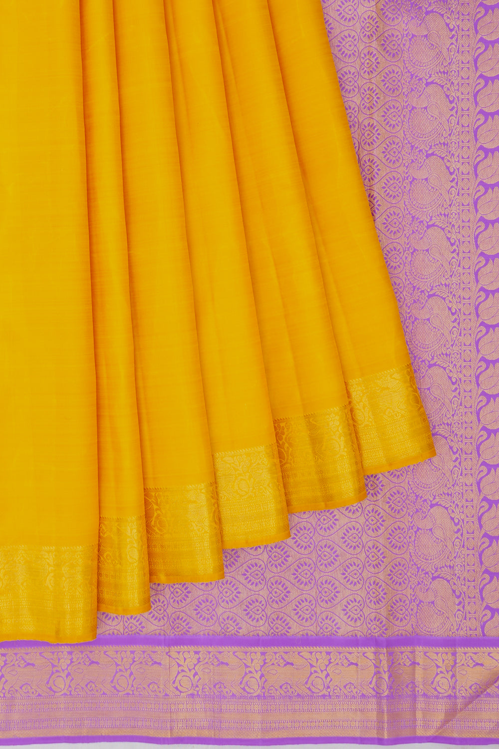 Kanchipuram Silk Butta Mustard Yellow Saree