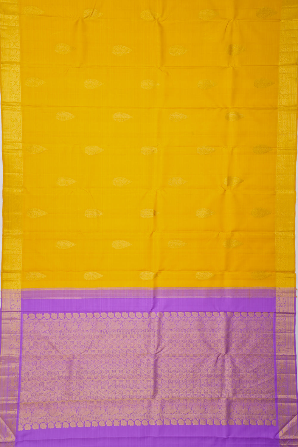 Kanchipuram Silk Butta Mustard Yellow Saree