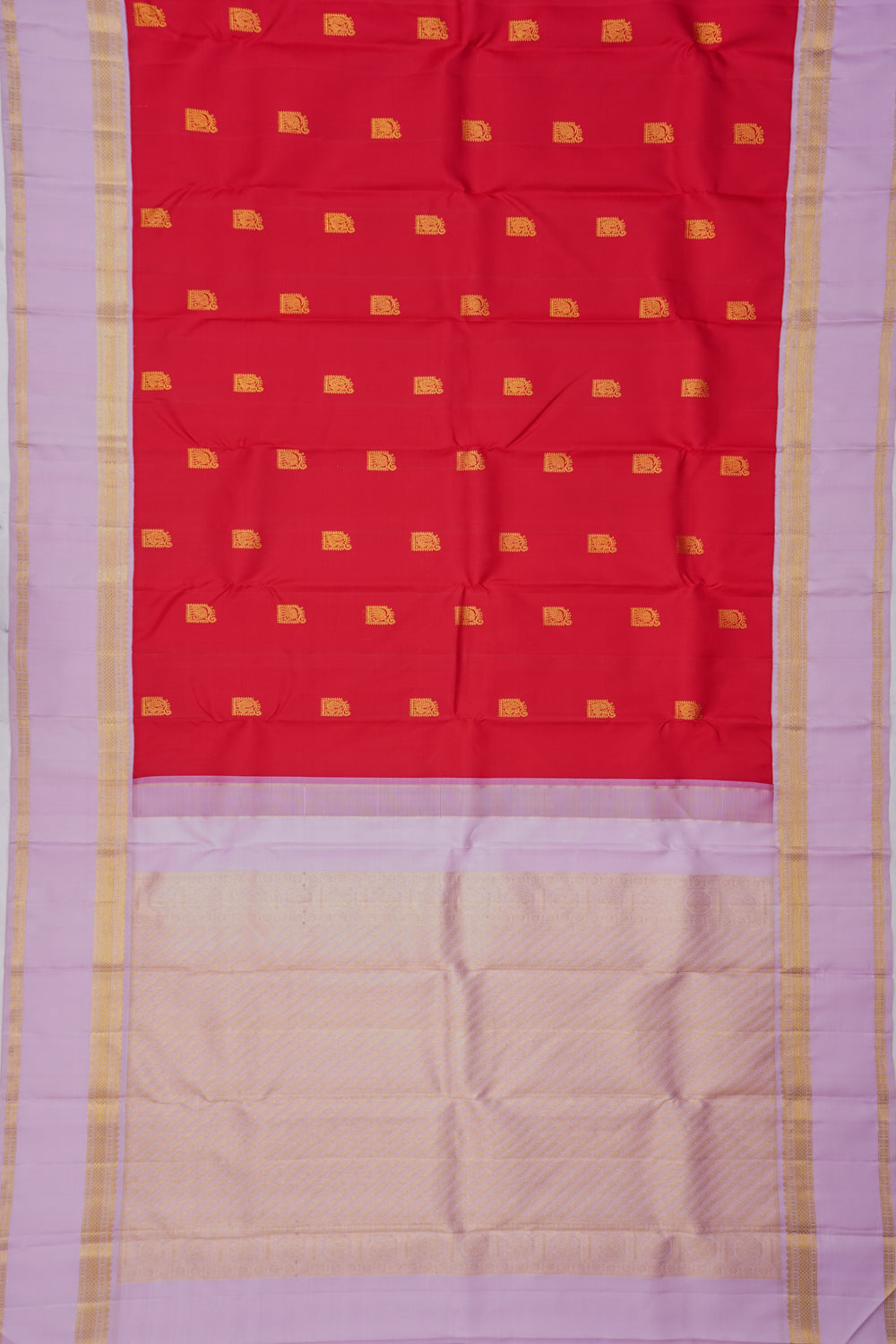 Kanchipuram Silk Butta Maroon Saree With Rettai Pattu Border