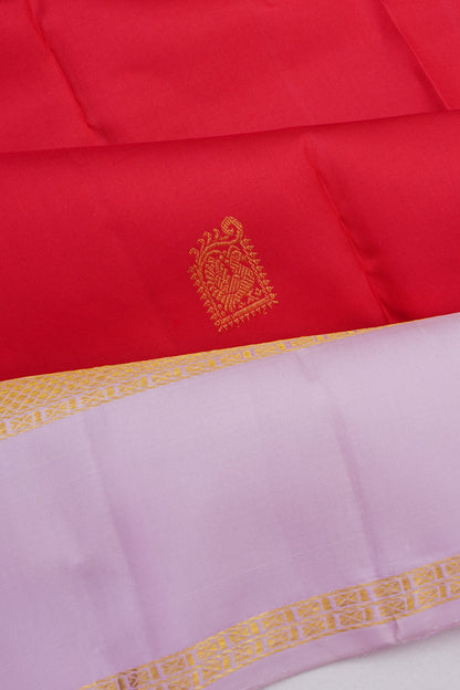 Kanchipuram Silk Butta Maroon Saree With Rettai Pattu Border