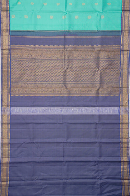 Kanchipuram Silk Horizontal Lines And Butta Sea Green Saree