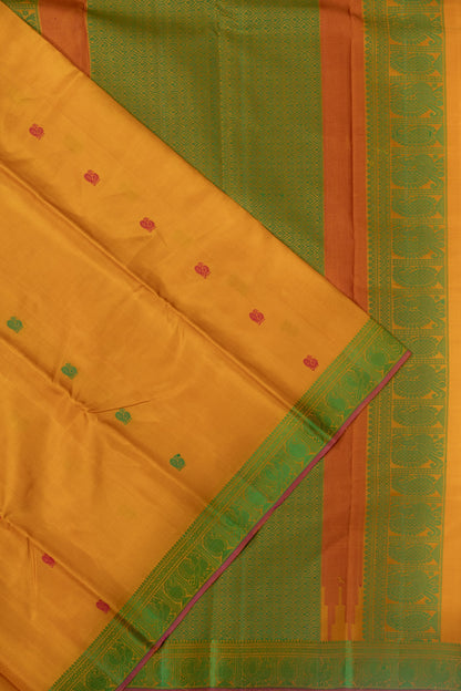 Classic Kanchipuram Silk Resham Butta Yellow Saree