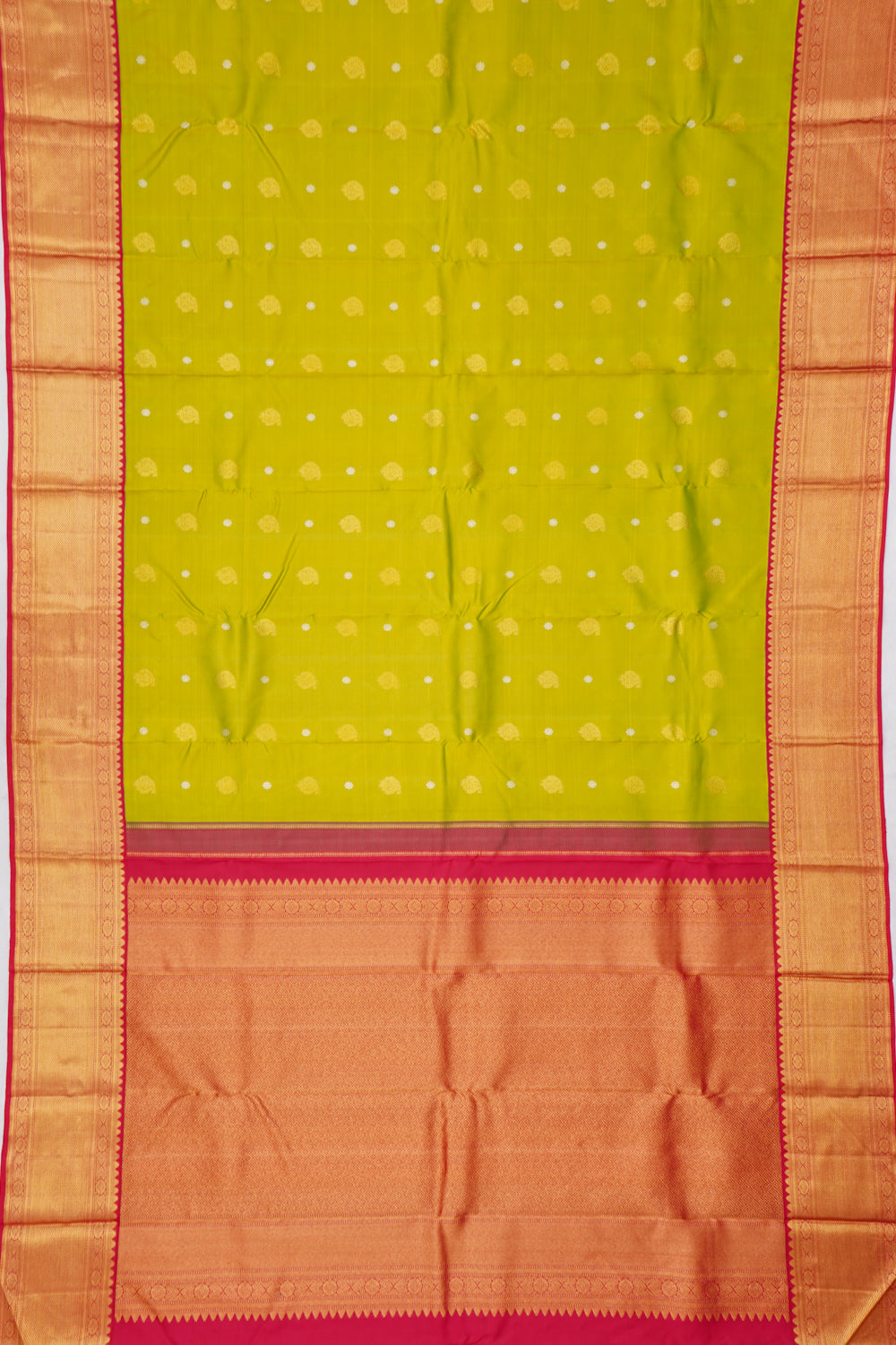 Kanchipuram Silk Butta Parrot Green Saree