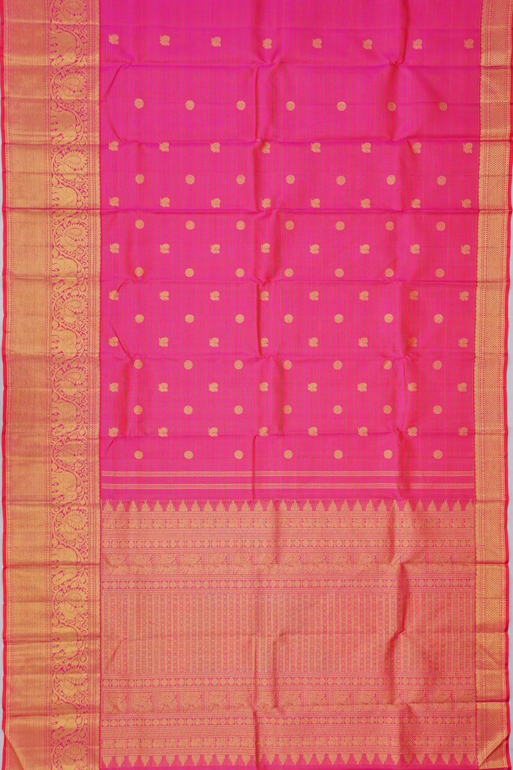 Kanchipuram Silk Oosi Lines And Butta Pink Saree