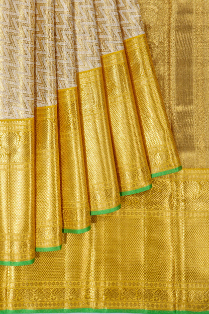 Kanchipuram Silk Tissue Leheriya Gold Saree