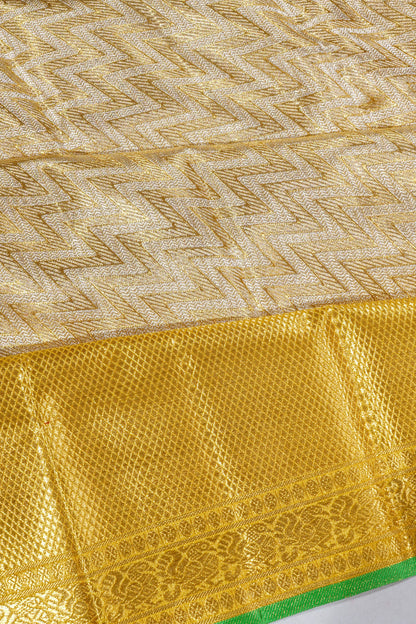 Kanchipuram Silk Tissue Leheriya Gold Saree