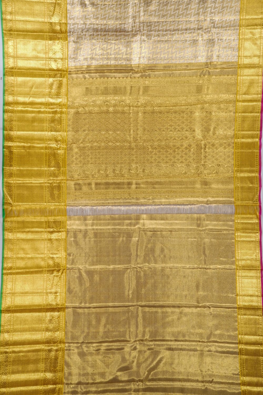 Kanchipuram Silk Tissue Leheriya Gold Saree