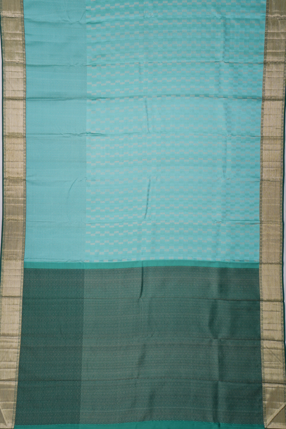 Kanchipuram Silk Brocade Sea Blue Saree