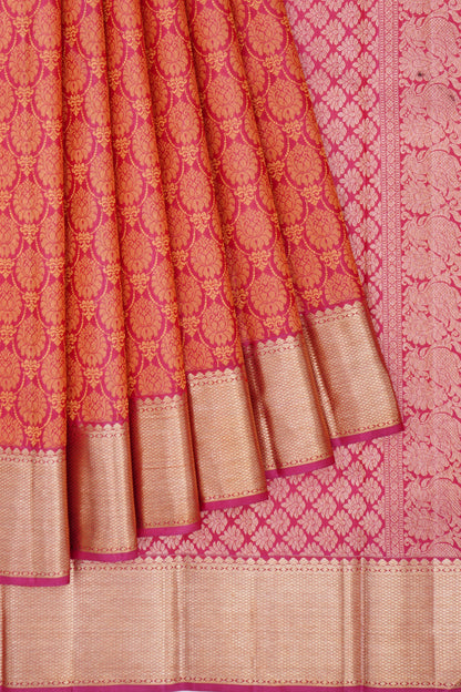 Kanchipuram Silk Floral Brocade Pink Saree