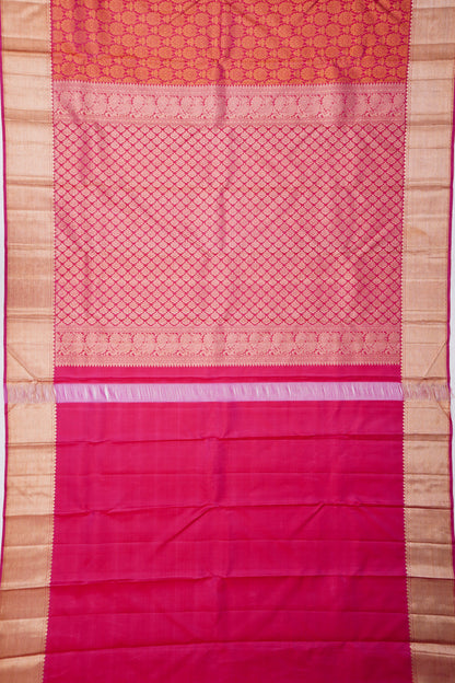 Kanchipuram Silk Floral Brocade Pink Saree